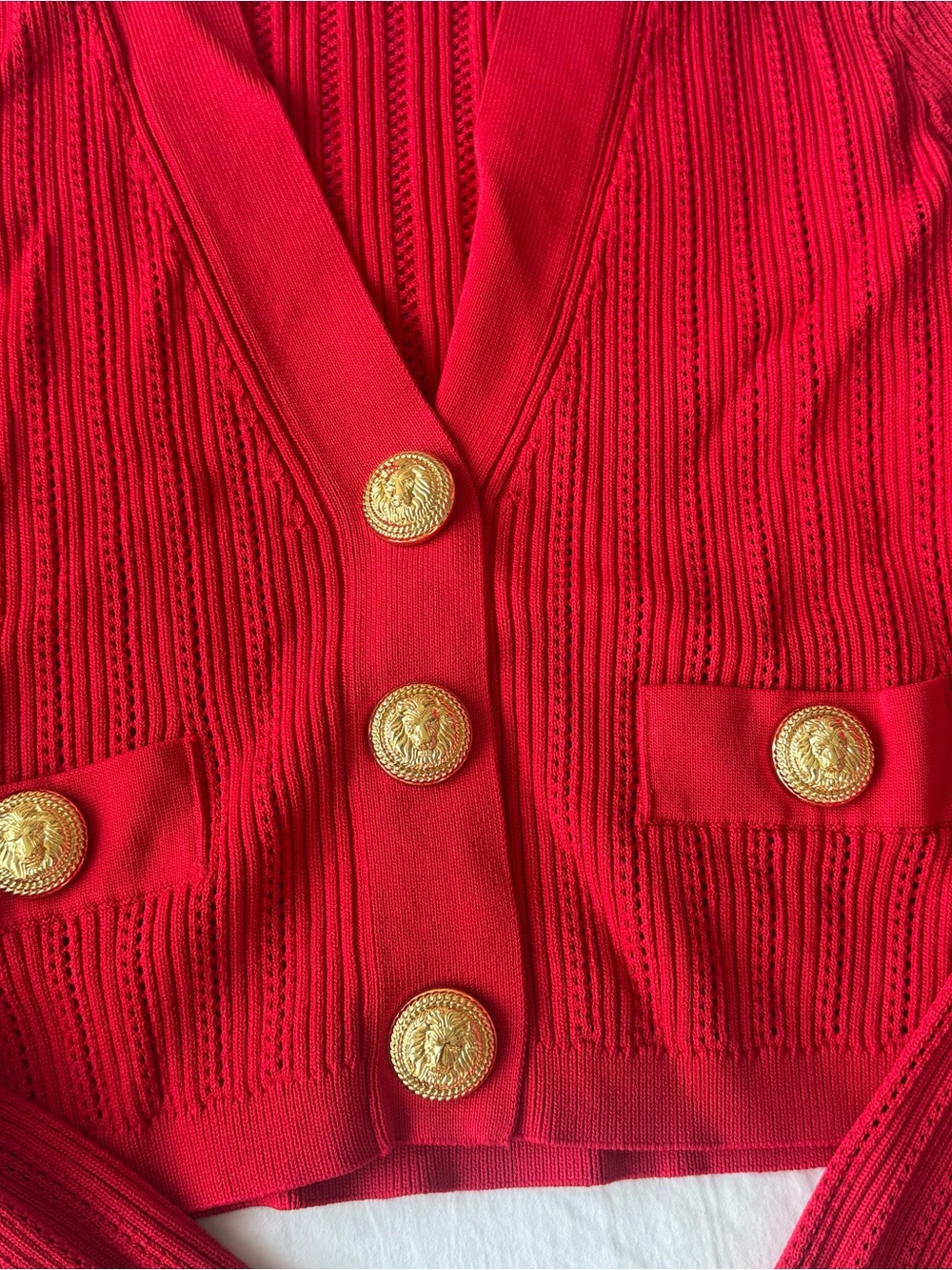 Red knit cardigan - Picture 2 of 4